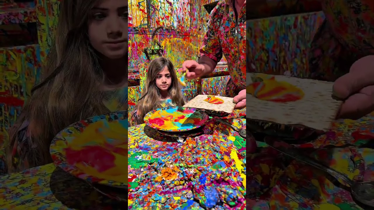 Sam Halaby short, paint on matzah
