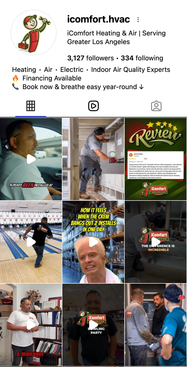 iComfort Heating and Air Instagram profile, @icomfort.hvac